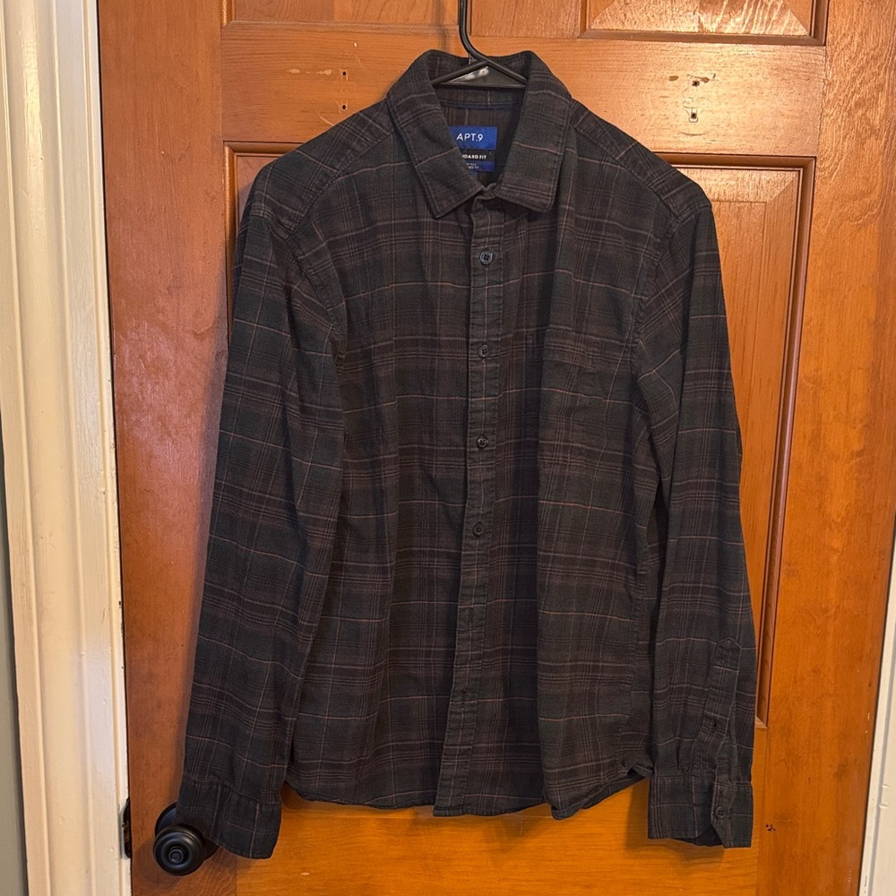 Apt. 9 Men's Black Plaid Casual Shirt